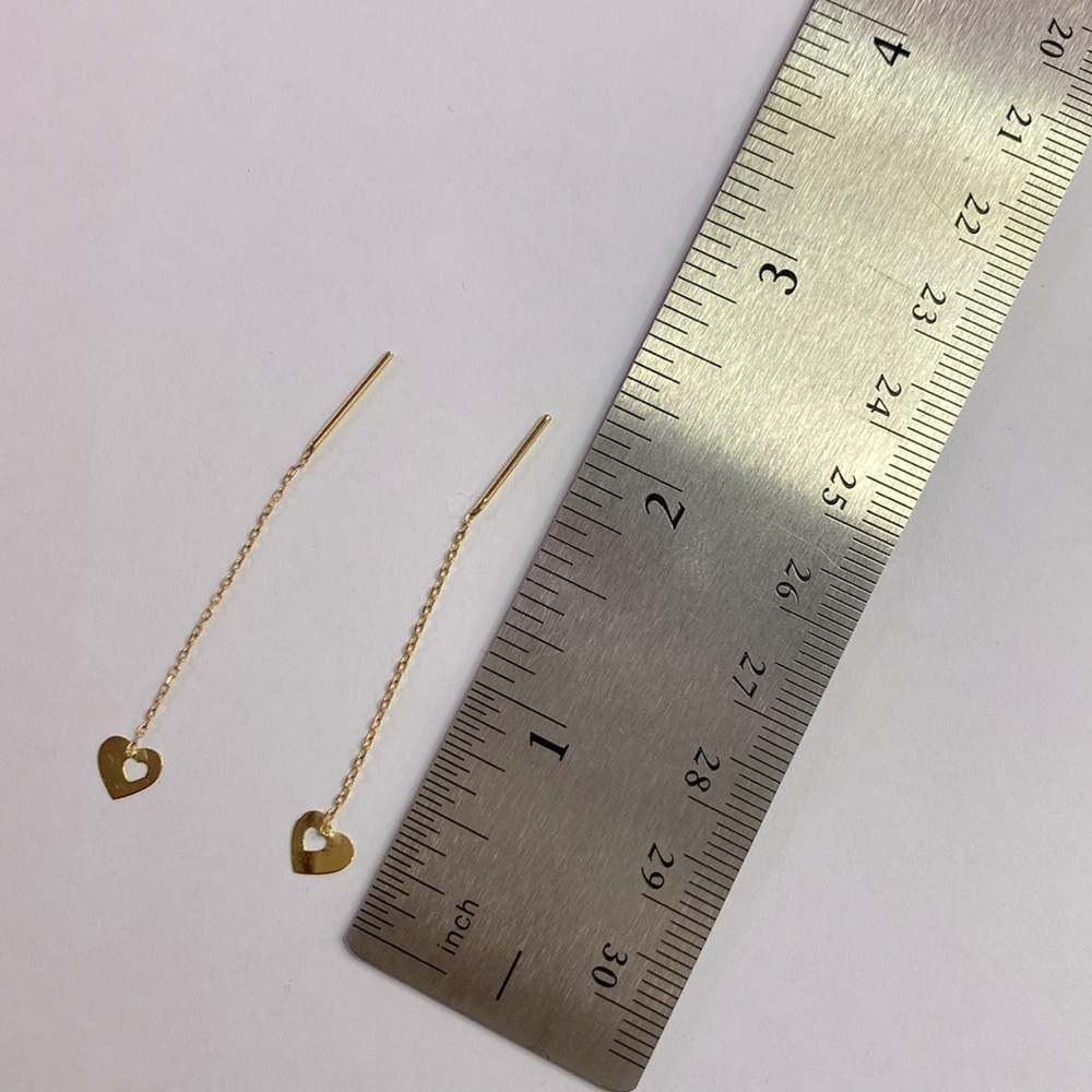 18kt Solid Lightweight Yellow Gold Threader Earri… - image 1